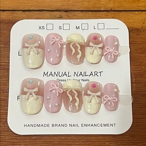 Pink and Cream Nail Art Set Size M